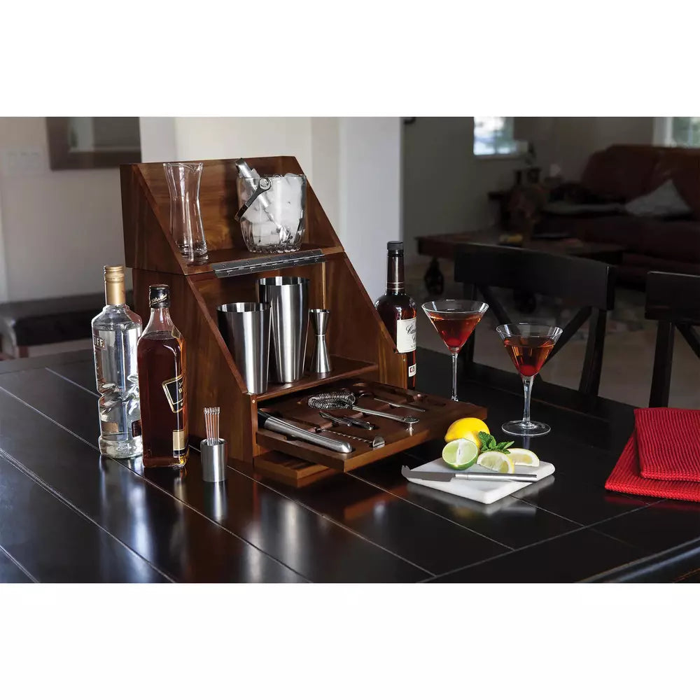 MADISON ACACIA TABLETOP BAR SET