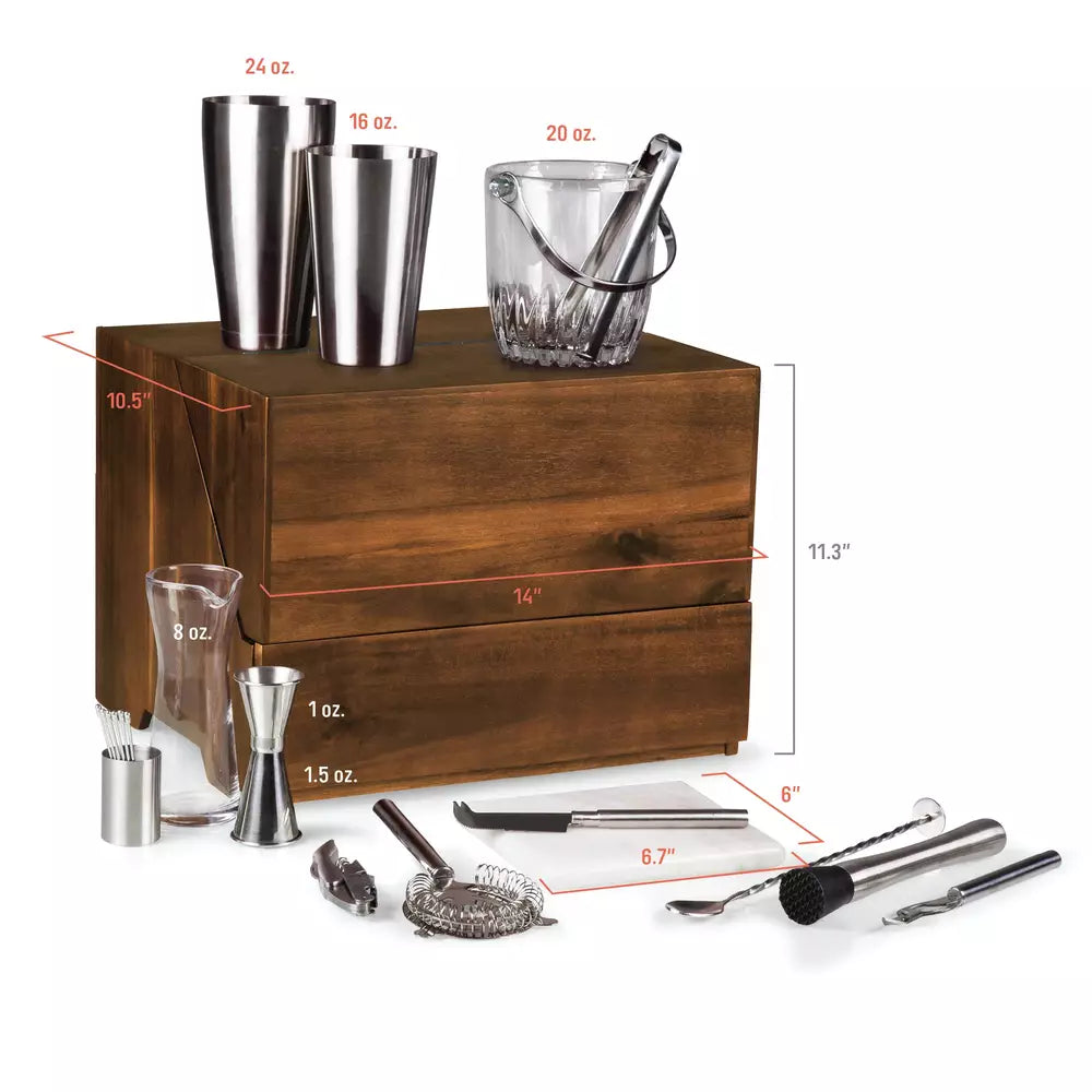 MADISON ACACIA TABLETOP BAR SET