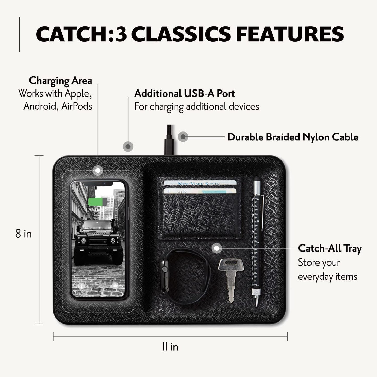 CATCH:3 ITALIAN LEATHER CHARGING TRAY